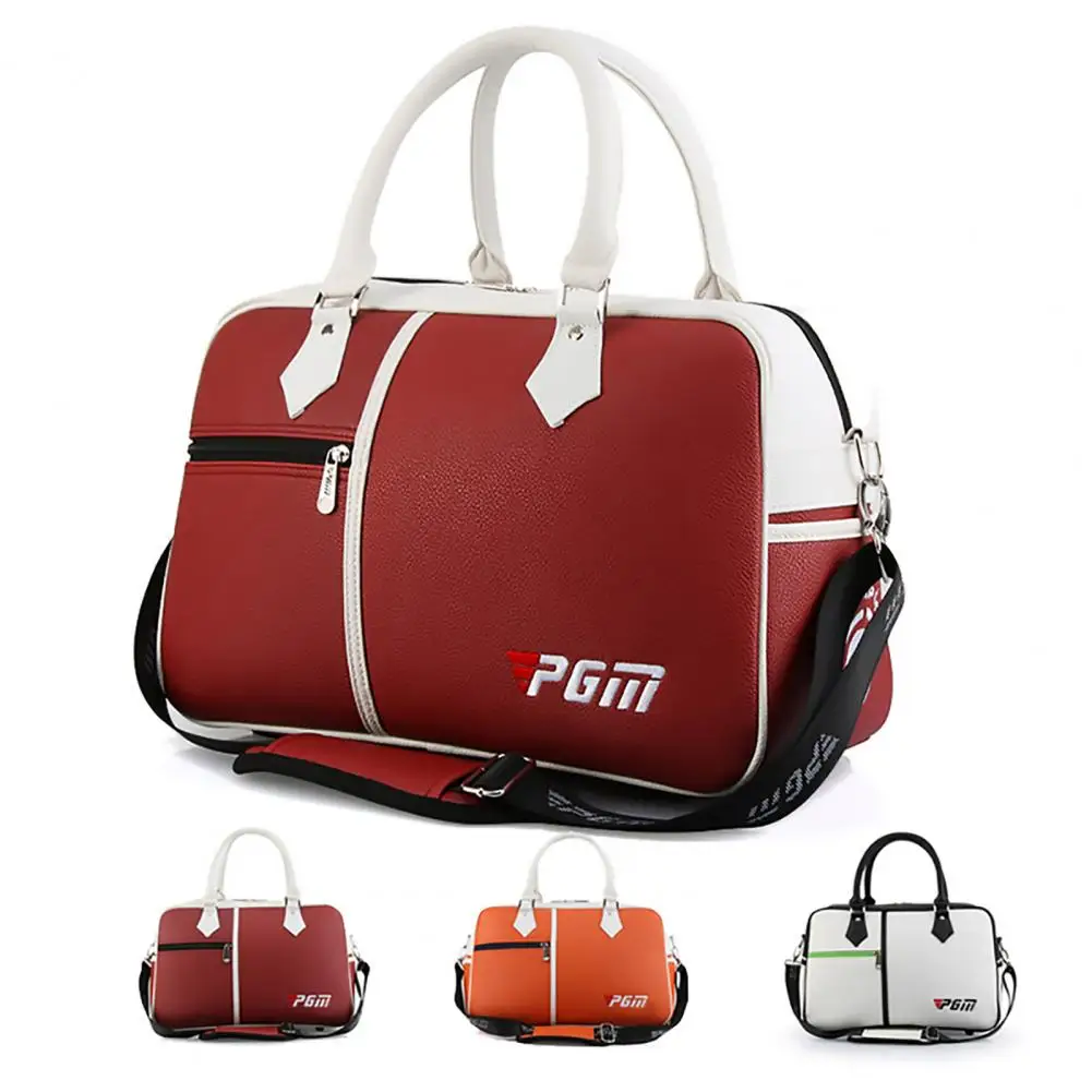 

Golf Pouch Bag Faux Leather Two-way Zipper Lichee Pattern Golf Clothes Shoes Storage Bag Travel Duffel Bag Sports Gym Bag