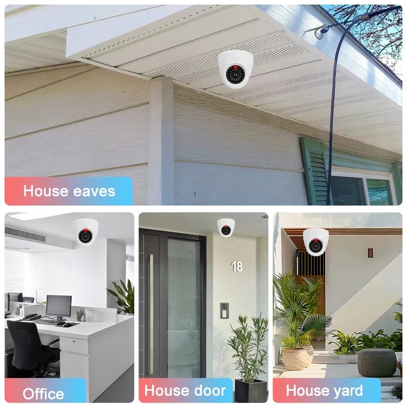 Fake Conch Dome Dummy Camera Flashing LED Simulation CCTV, Simulation Camera No Wiring Easy Use Home Office Security