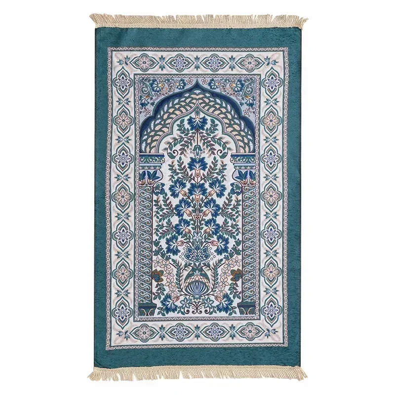 Chenille Fabric Prayer Mat Muslim Ramadan Worship Carpet Kneel Embossing Mats Non-slip Travel Prayer Rug Tassle سجادة الصلاة