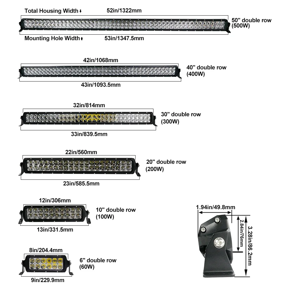 

Straight 6D LED Light Bar with White Light Beam for SUV ATV Offroad