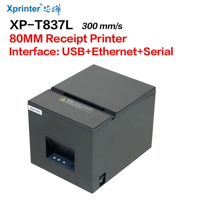 To XP-T837L 80mm Wireless Thermal Receipt Printer Automatic cutter Restaurant POS Printer USB+Serial+Ethernet Wifi Bluetooth