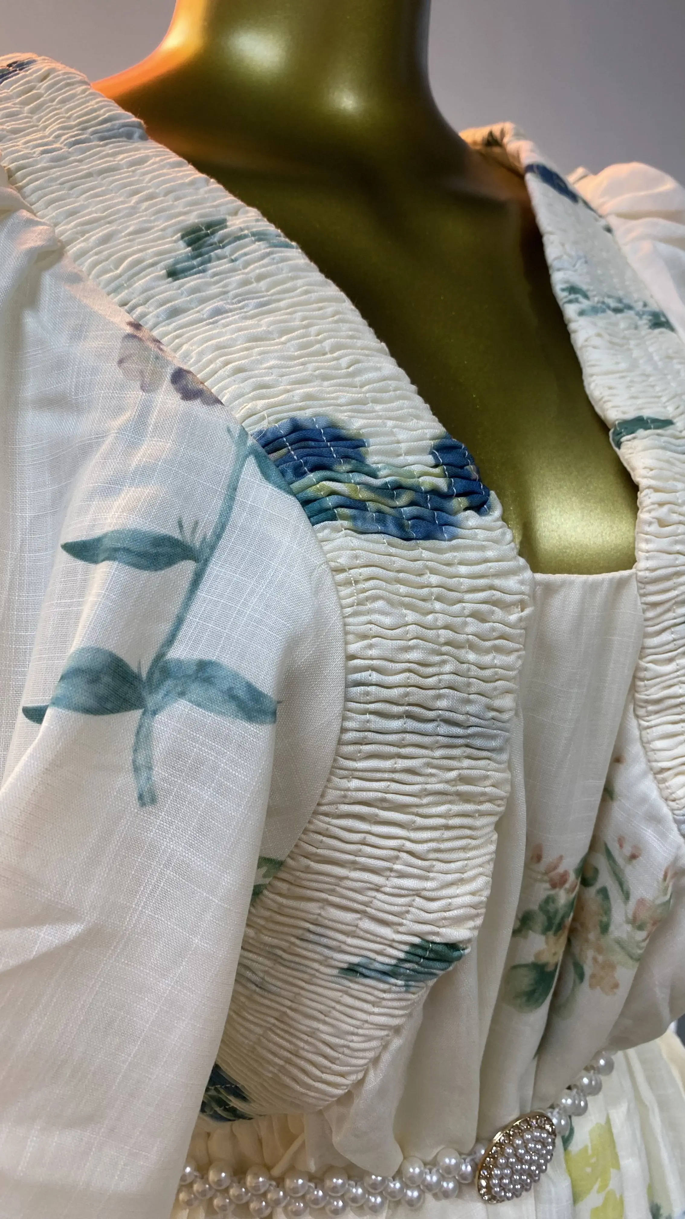 2025 Early Autumn New French Retro Printed Holiday Dress Cotton Linen Loose Slim Long Dress-GZMM377