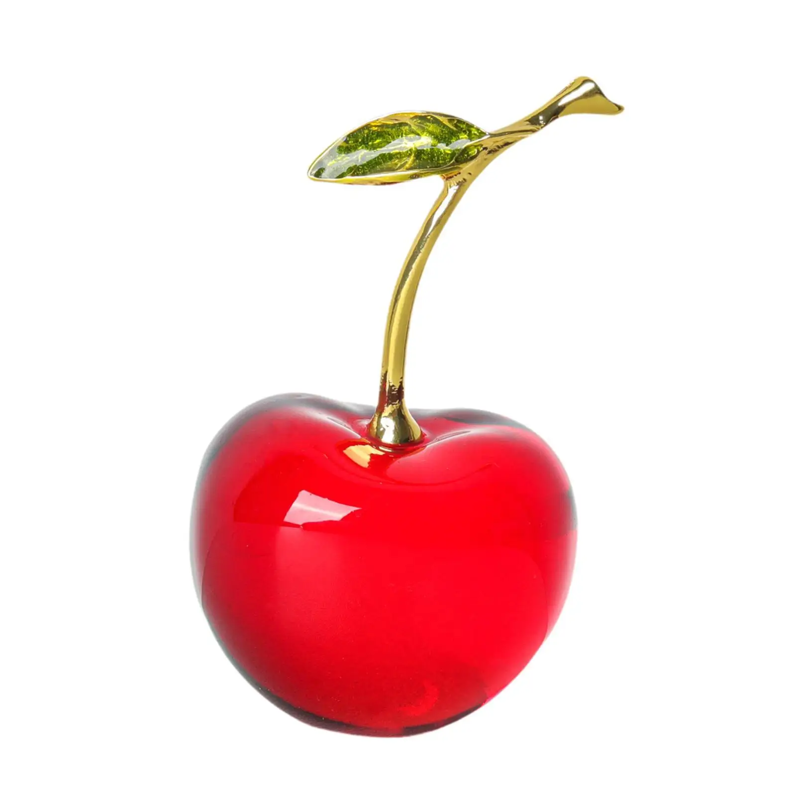 Fruit Cherry Statue Tabletop Decoration Glass Crafts Gifts Table Decor Red Cherry Sculpture for Bedroom Office Car Dashboard