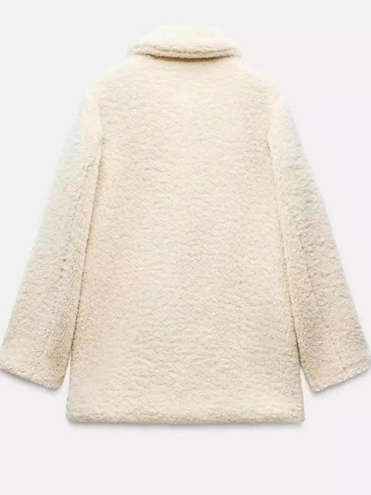 Herfst Winter Dames Lamsbont Gevoerde Fce Jas Lange Sve Turn-down Kraag Veelzijdige Bovenkleding Verdikte Polyestervezel