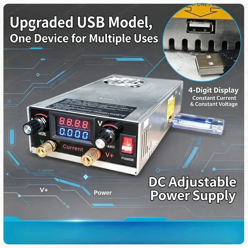 350W Adjustable Power Supply 0-95V, 0.8-13A Modded DC Charger for Lead-Acid & Lithium Battery Repair