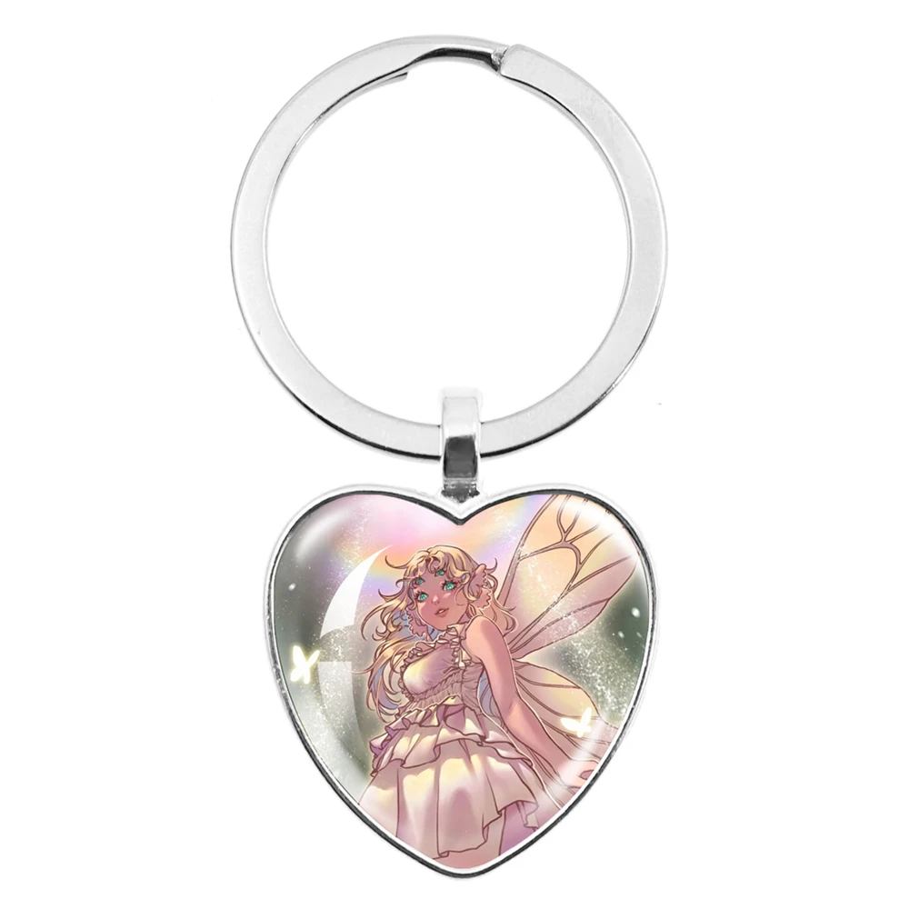 سلسلة مفاتيح كابوشون متدلية على شكل قلب ، مغنية ميلاني مارتينيز ، فتاة خرافية ، مجوهرات زجاجية Y2K ، هدايا للأصدقاء والمعجبين والأصدقاء