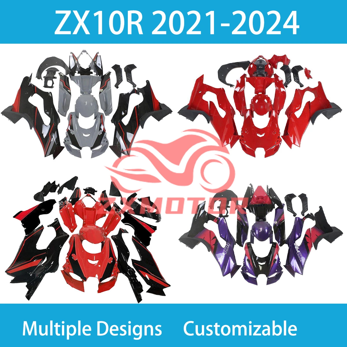 

Motorcycle Parts Fairings Ninja ZX-10R 2021 2022 2023 2024 Racing Bodywork Set Fairing Kit for Kawasaki ZX10R 21 22 23 24 New