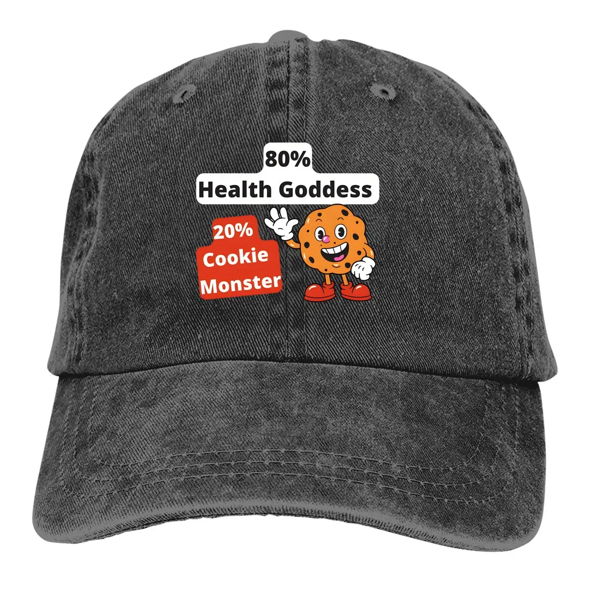 Pure Color Dad Hats Get Lose Weight 80% Health Goddess 20% Women's Hat Sun Visor Baseball Caps Cookie Monster Cartoon Peaked Cap