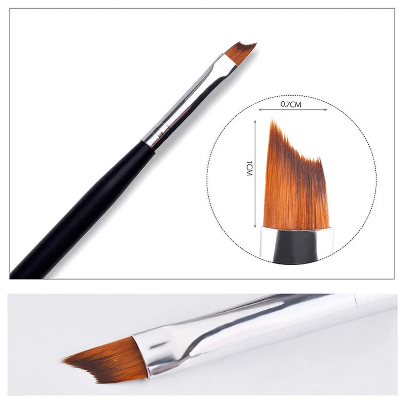 French Tips Oblique Nail Brush Black Handle Half Moon Shape UV Gel Nail Painting Drawing Pen Manicure DIY Design Tools