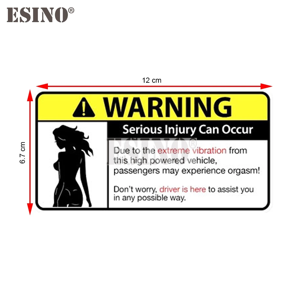 Car Styling Creative Funny Warning Serious Injury Can Occur Due to Extreme Vibration PVC Car Body Sticker Pattern Vinyl Decal