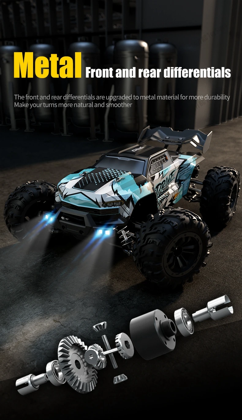 50 or 80KM/H Rc Cars 1/16 Off Drift Road 4WD with LED 2.4G Waterproof Remote Control Monster Truck for Adults and Kids Toy Gift