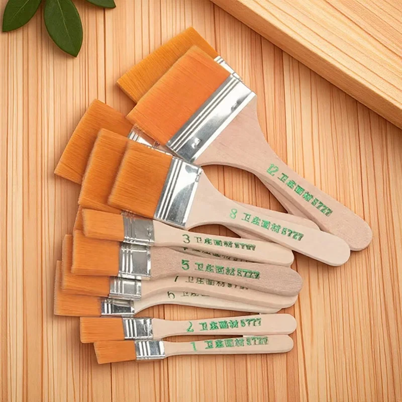 

12 шт., высококачественная нейлоновая кисть для масляной краски, кисти для акварельной краски, кисти для рисования, художественная деревянная щетка для чистки