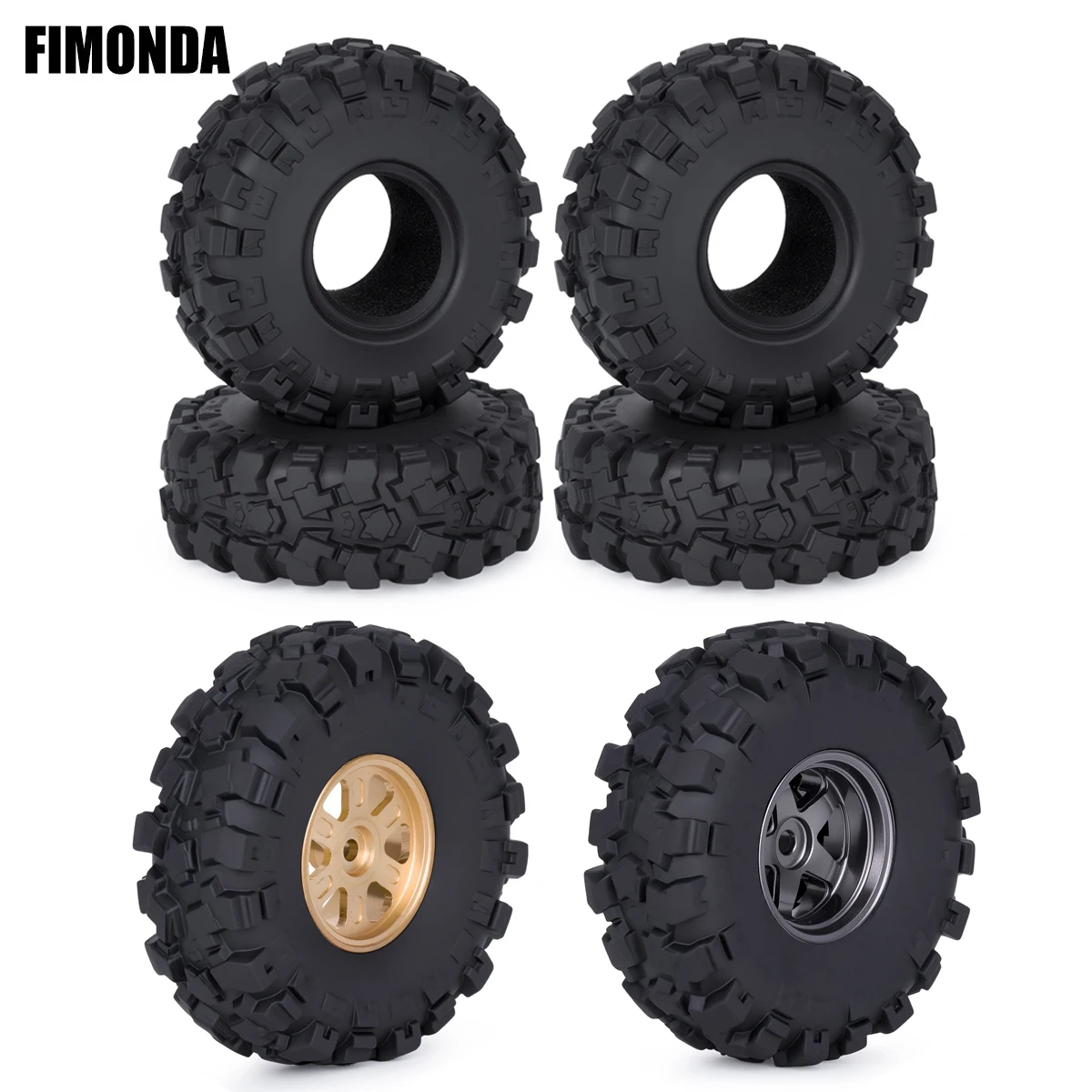 Llantas de 0.7 Pulgadas con Neumáticos de Goma de 39mm para 1/30 Axial SCX30 Jeep Wrangler JLU Ford Bronco RC Crawler, Accesorios para Autos