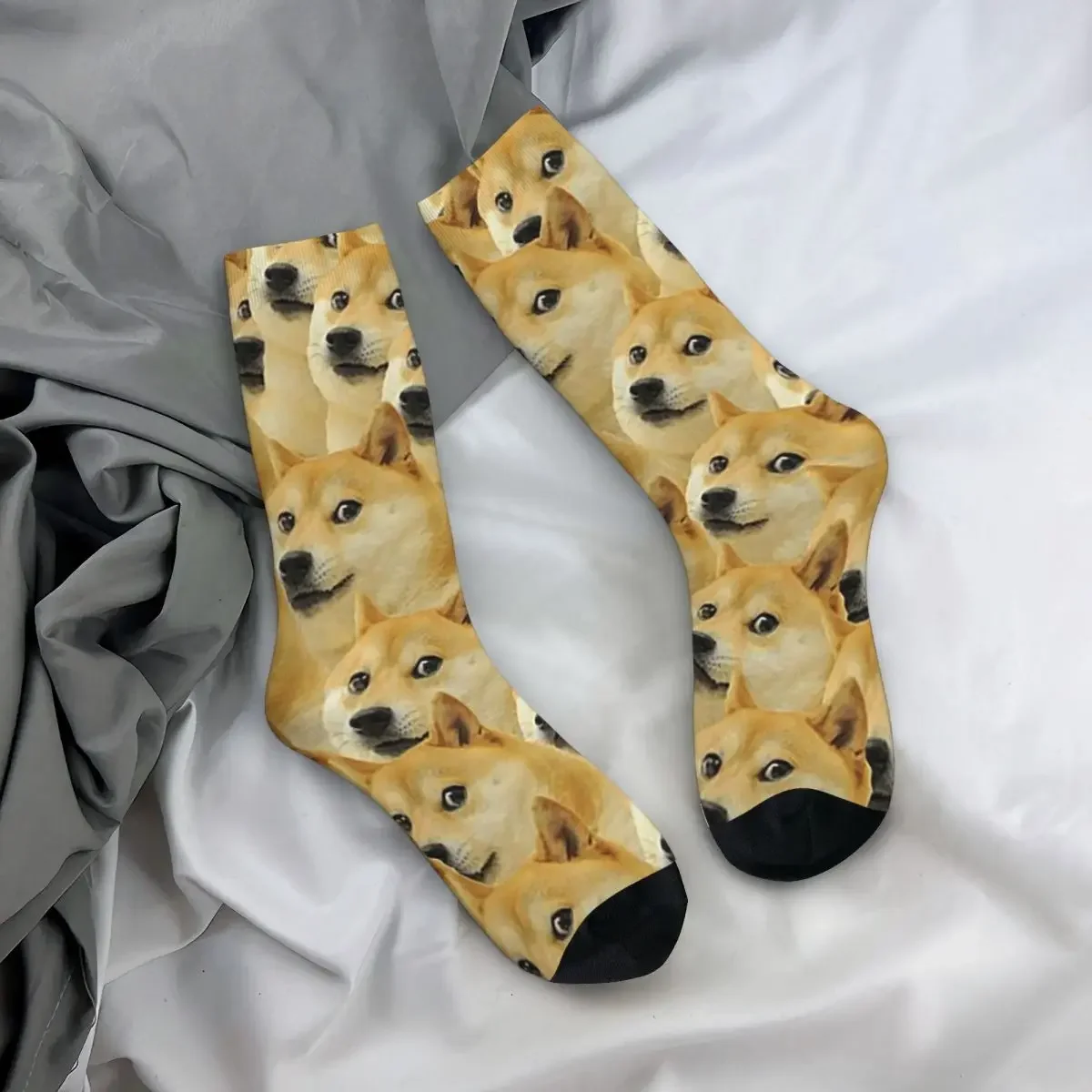 

All Seasons Crew Stockings Doge Wow Pattern Shiba Inu Doggo Dog Meme Montage Socks Crazy Hip Hop Long Socks Valentine Day Gifts