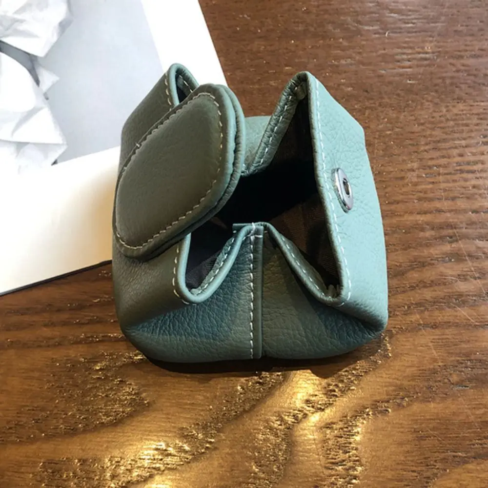 

Мягкий кошелек для монет с узором личи, квадратный мини-кошелек из воловьей кожи с кнопкой, многофункциональный легкий короткий маленький кошелек унисекс