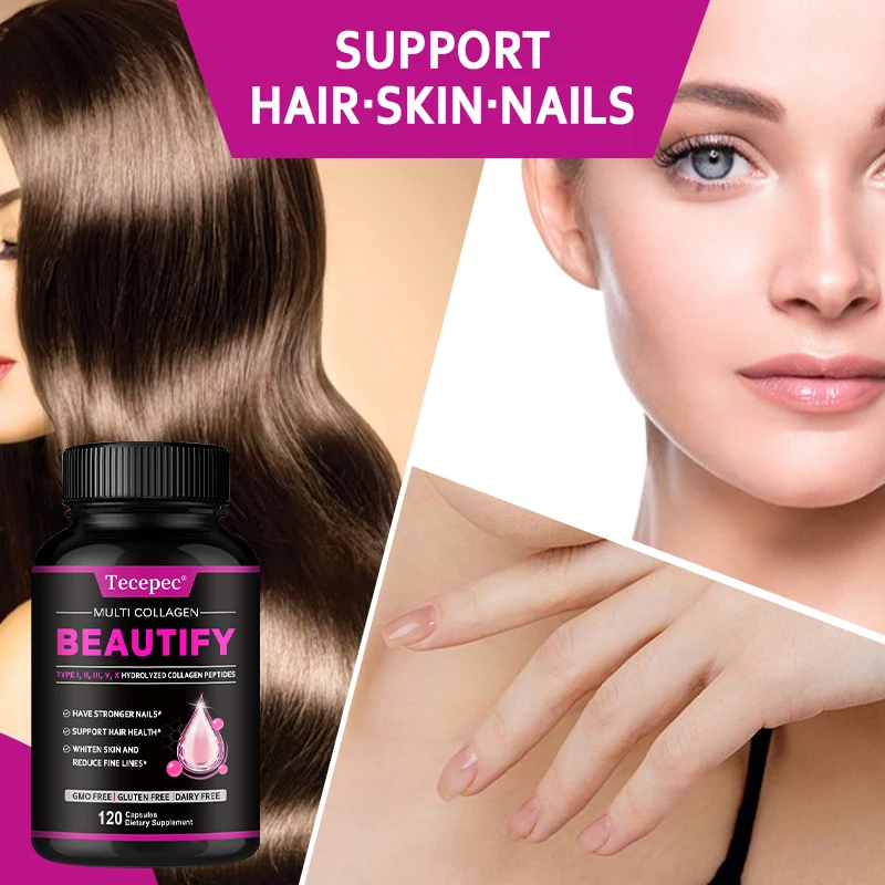 Kollagenpeptid – Anti-Aging, kümmert sich um Haare, Haut, Nägel und Gelenkgesundheit, fördert das Verdauungssystem, 120 Kapseln