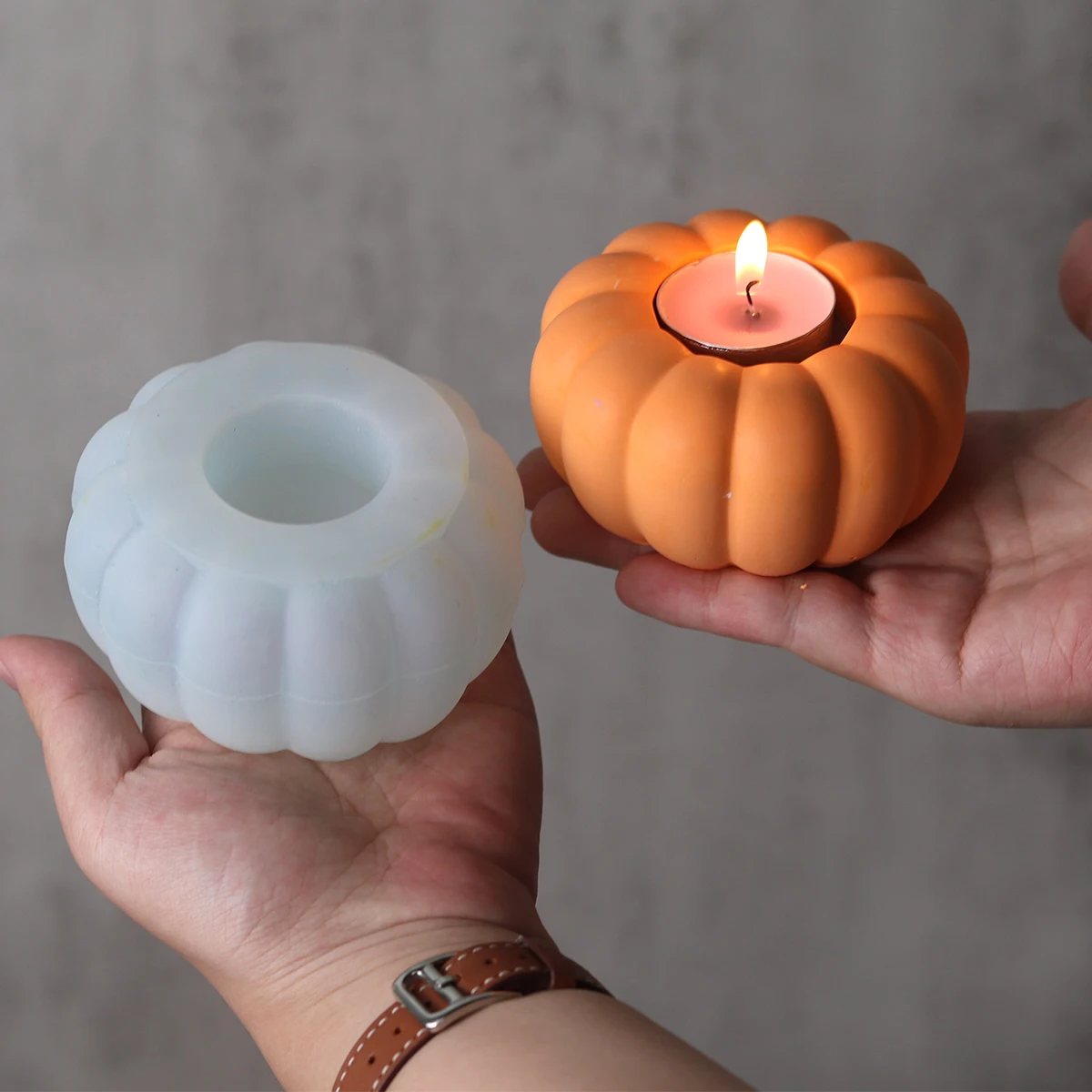 Pumpkin Candle Holder Silicone Mold DIY Halloween Candle Holder Gypsum Concrete Candle Cup Epoxy Resin Mold Handmade