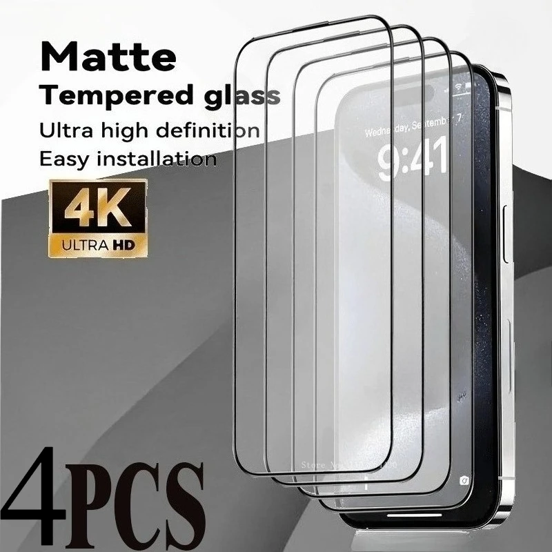 

4 PCS Matte HD Film for IPhone 16e Anti-Fingerprint Screen Protectors for iPhone 16 Pro max Tempered Film for iPhone 16 plus