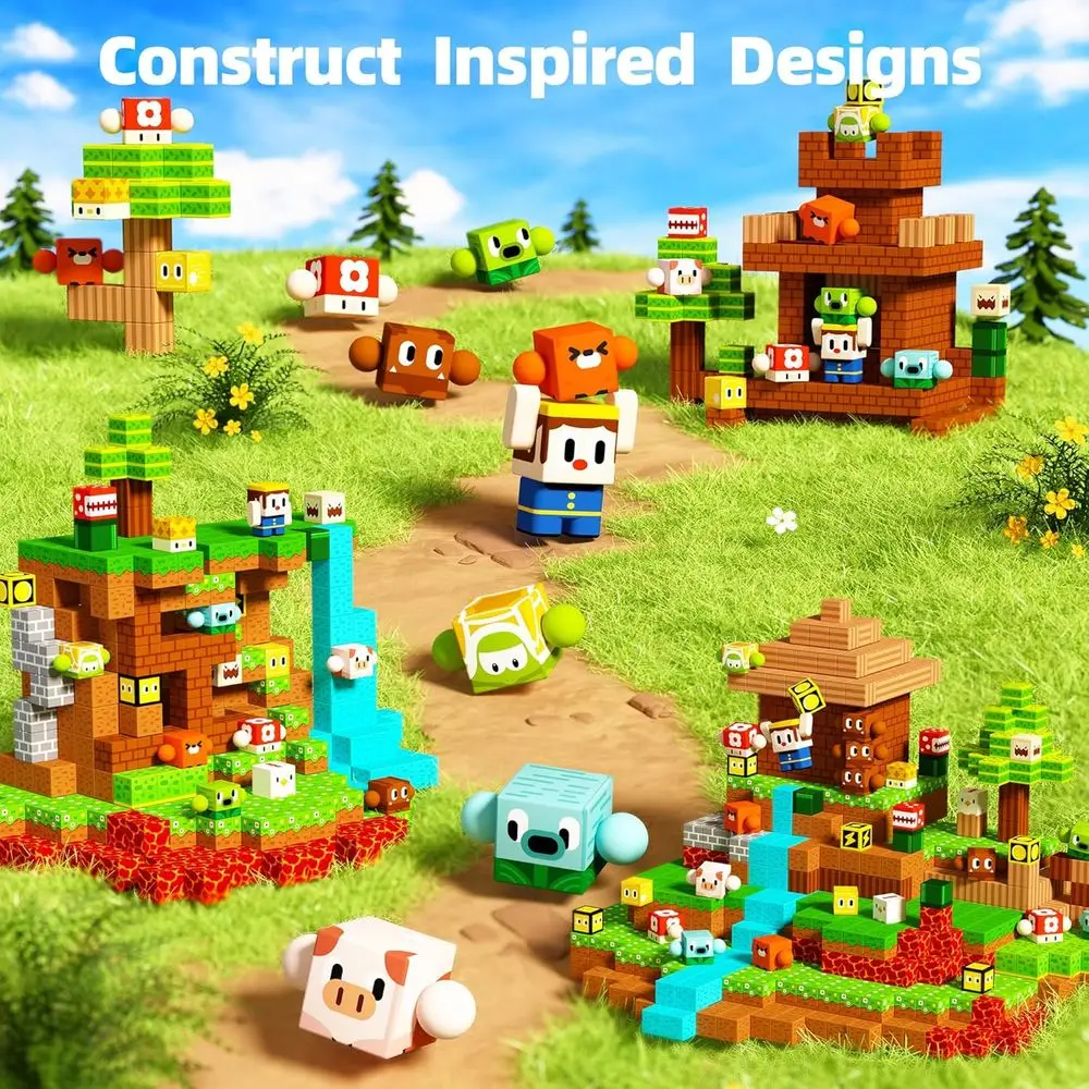 Juego de construcción magnética de 108 piezas con animales giratorios para regalos de cumpleaños y aprendizaje STEM para niños