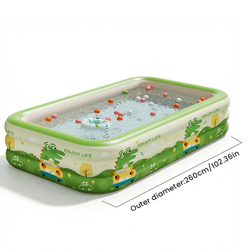 Portable Large Inflatable Swimming Pool 1.5/1.8/2.1/2.6M Family Serve Space-Saving Pool for Backyard for Kids Boys Girls