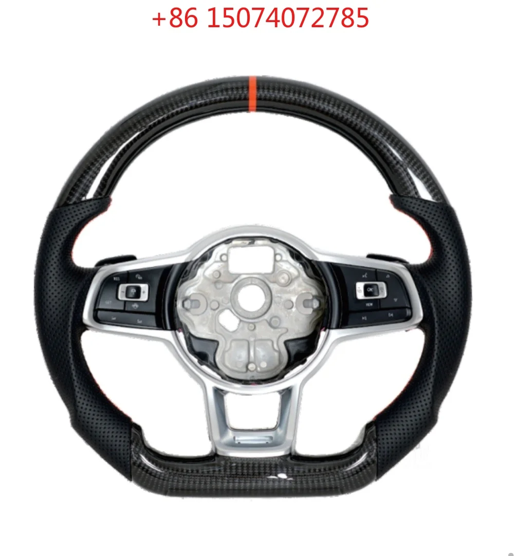 Carbon Fiber Perforated Leather Steering Wheel Custom Upgrade For  Golf MK7 GTI 2015-2019 Interior Replacement Parts