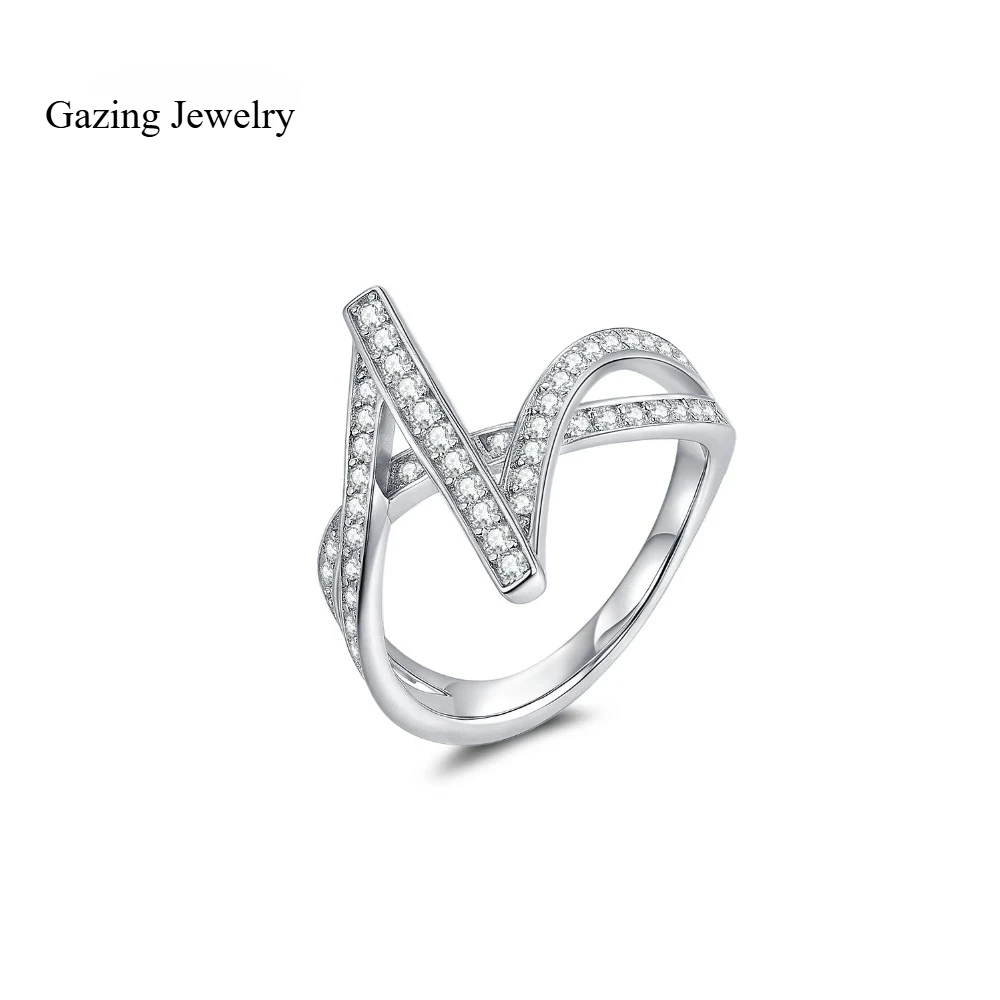 

Gazing Jewelry Стерлинговое серебро 925 пробы с покрытием из 18-каратного золота, покрытие муассанитом, штабелируемое кольцо с молнией, женское высококачественное кольцо,