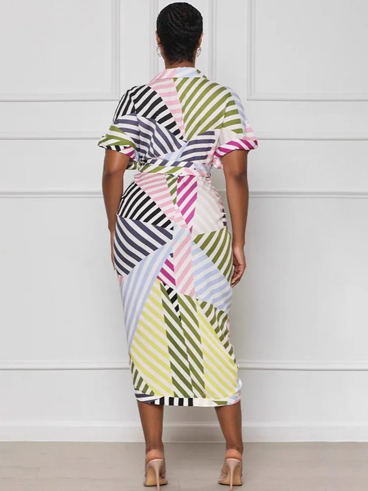 เดรสยาวลายทางสไตล์ฤดูใบไม้ร่วงสำหรับสาวออฟฟิศ ดีไซน์เซ็กซี่ แฟชั่นสตรีทแวร์ ทรงบอดี้คอน สวมใส่สบายๆ ออกงานกลางคืนหรือไปเที่ยวคลับ ดีไซน์หรูหราสำหรับงานปาร์ตี้ ปี 2025