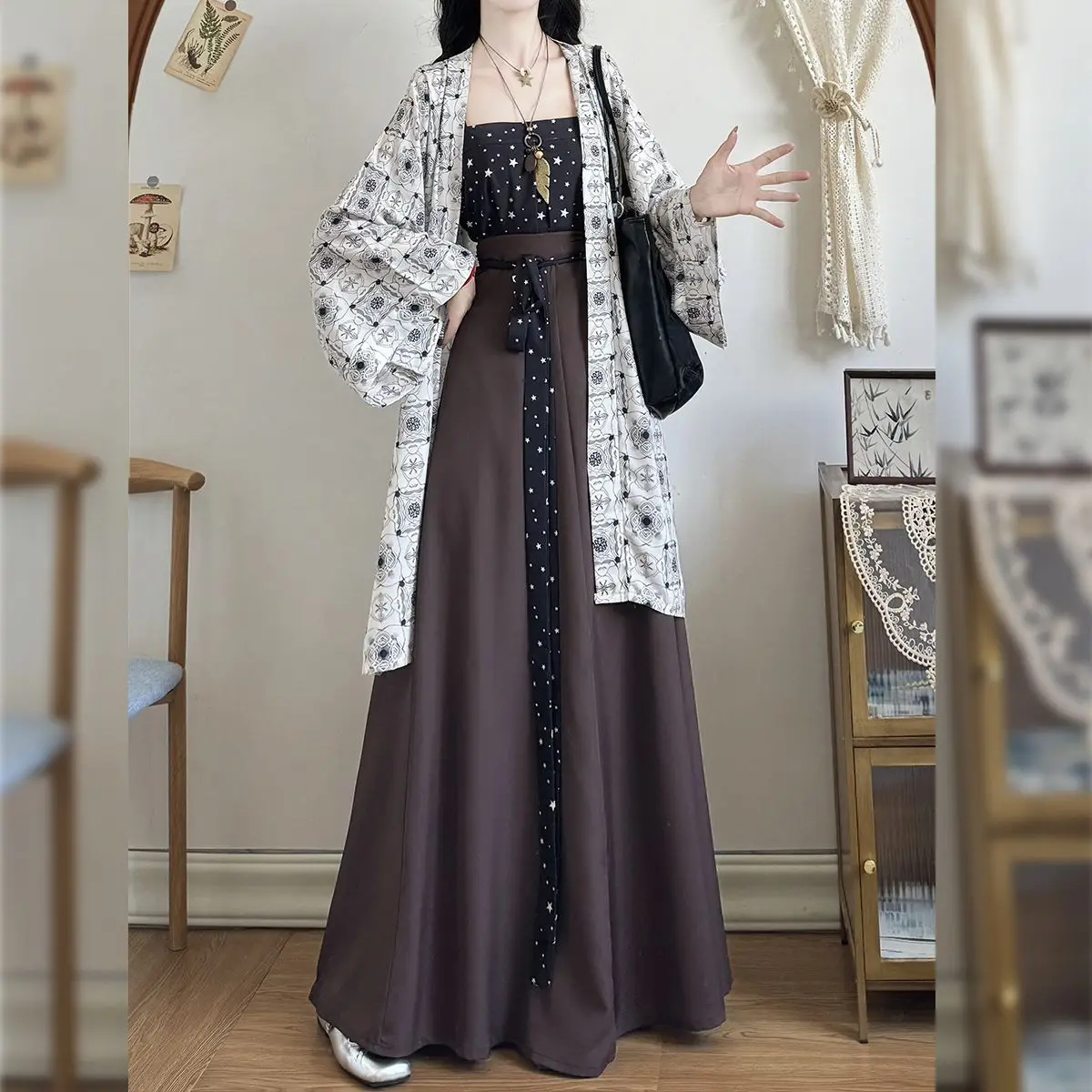 

Spring and Autumn Women's Hanfu, Song Dynasty Long Frame, Suspender, Eight Torn Skirt, Daily Style