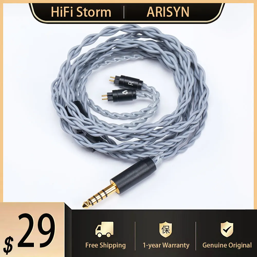 

New ARISYN GU YUN Headphone Upgrade Cable 24 AWG 4 Wires Copper Alloy Earbuds Wired Headset 0.78 2pin Earphone 4.4mm Plug IEMs