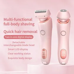 Electric Razors for Women 2 In 1 Bikini Trimmer Face Shavers Hair Removal for Underarms Legs Ladies Body Trimmer IPX7 Waterproof