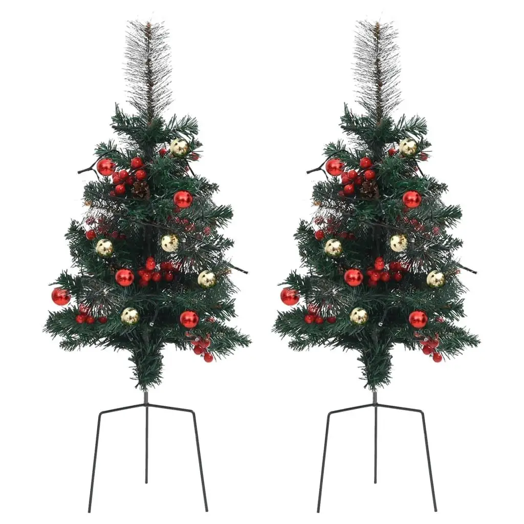 2 Pack 29.9” Pre-lit PVC Artificial Christmas Trees - Festive Holiday Decor