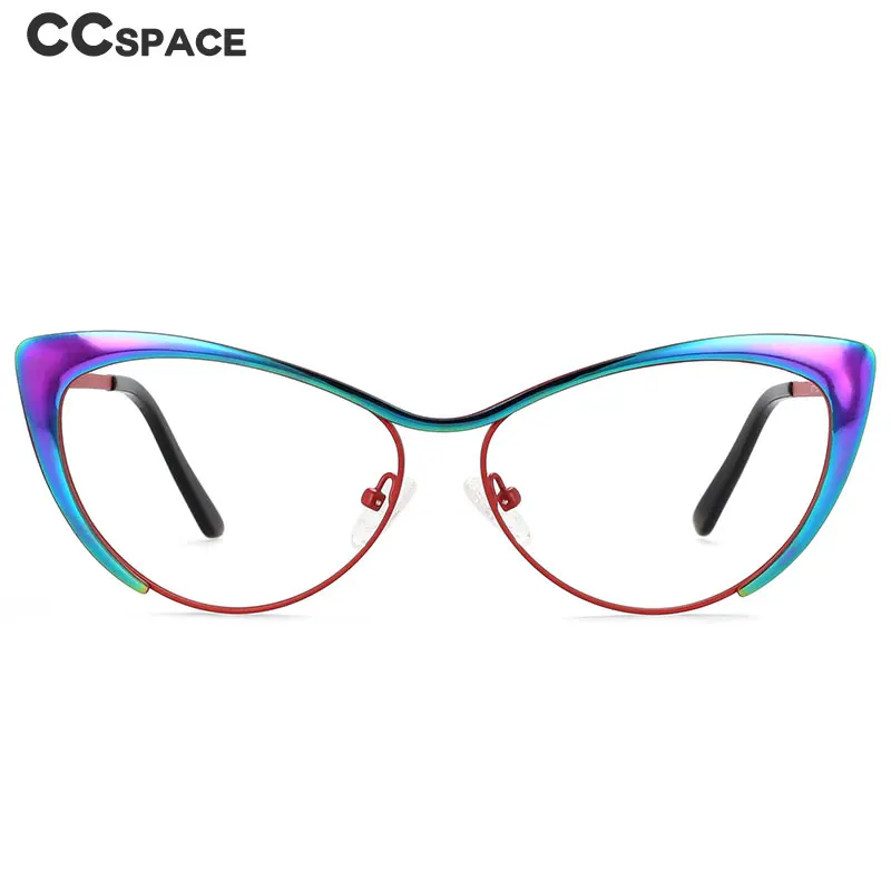 55276 Cat Eye Glasses Frame Large Frame Colorful Metal Women's Glasses Customized Prescription Myopia Reading Glasses