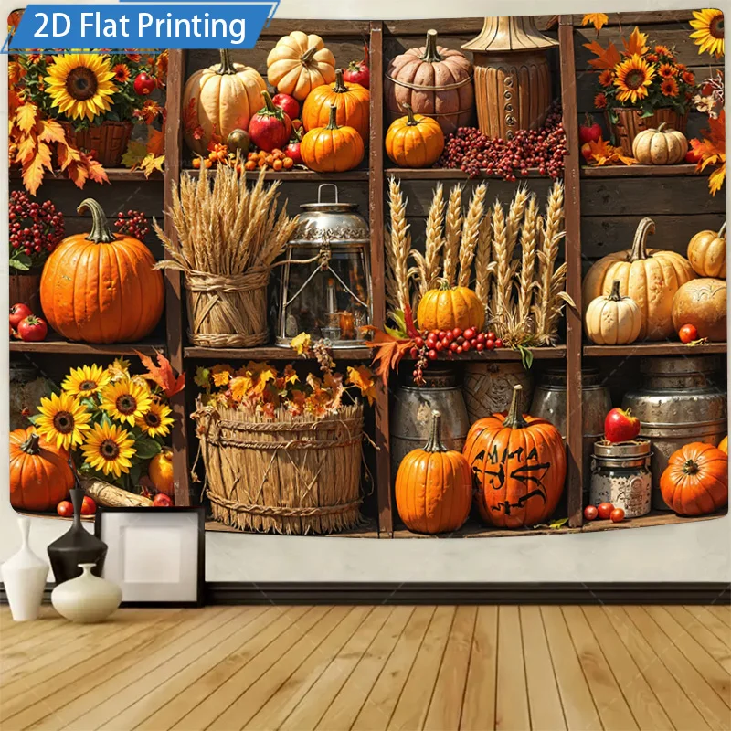 [2D شقة] 1 قطعة 4x16 بوصة علامة معدنية الخريف الحصاد جدار الفن اليقطين القمح عباد الشمس ريفي مزرعة ديكور الحديد تسجيل 2D طباعة مسطحة