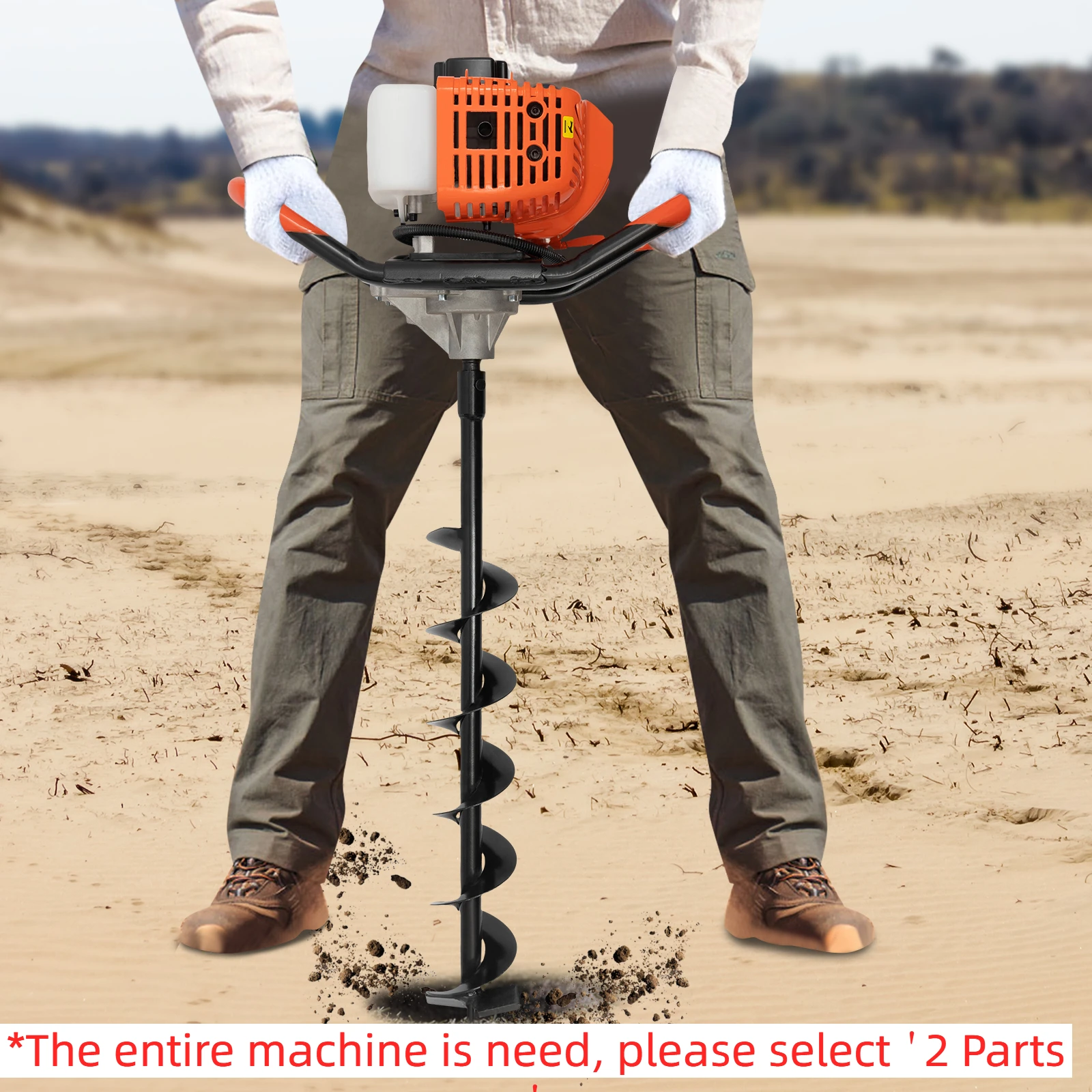 

2.3HP 52cc 2-stroke Earth Auger Gasoline Powered Hole Digging Machine(The machine head or drill bit can be purchased separately）