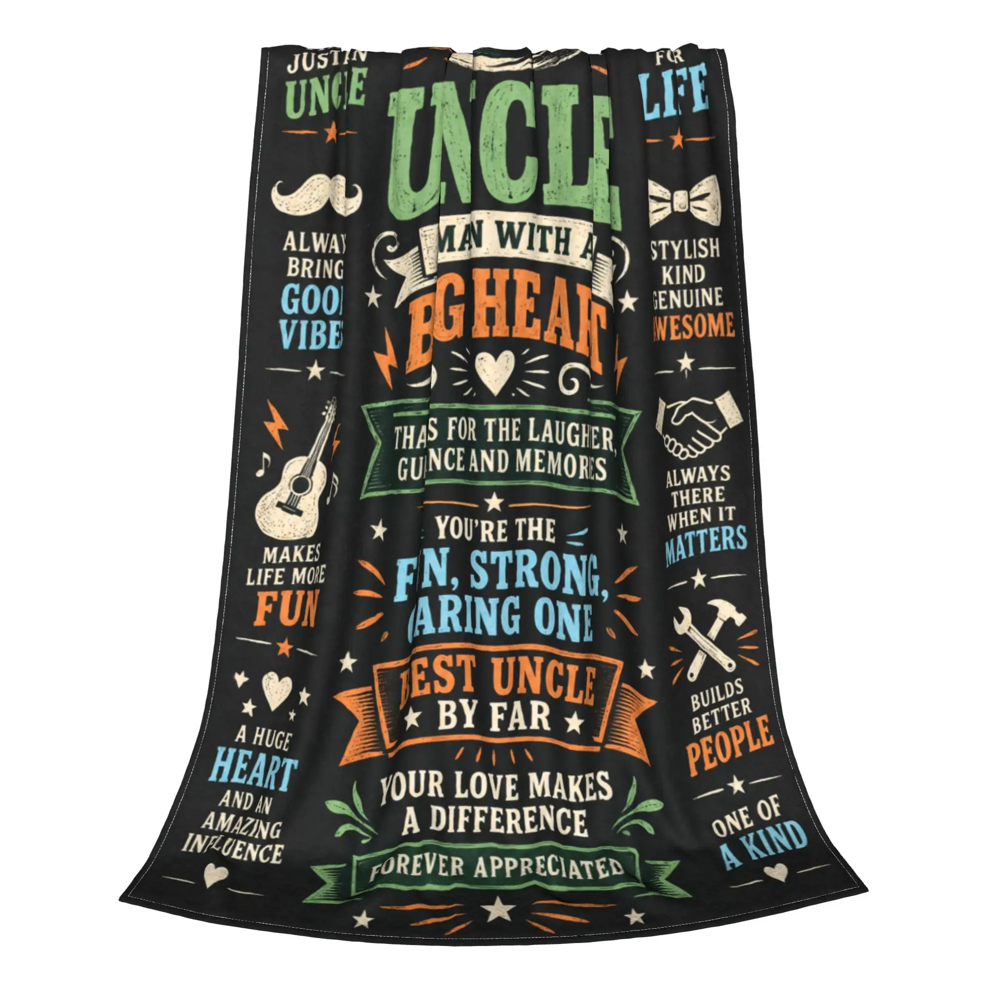 1PC Home Uncle Big Heart Poster Thanksgiving Gifts to Abuelo Papa Blanket Throw Super Cosy Plush Living Room Sofa