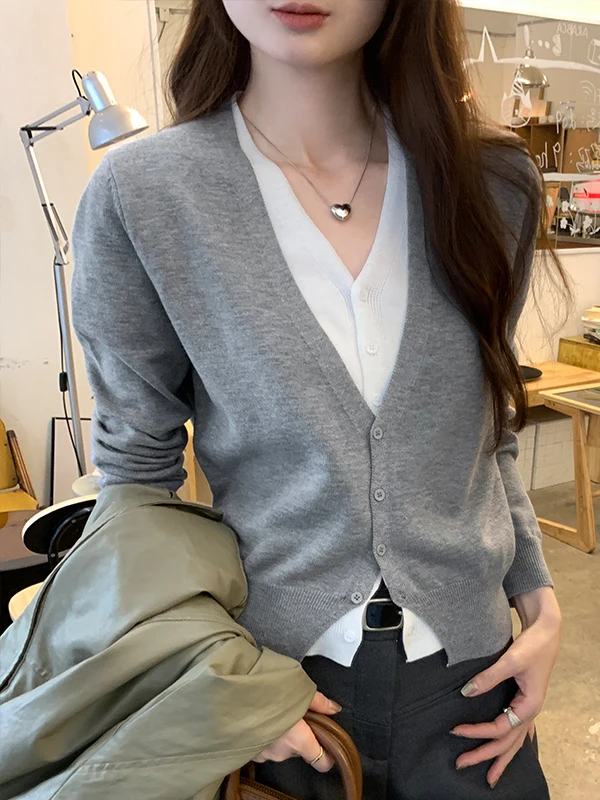 

Spring Autumn 2025 New Design Faionable Patchwork Knitted Cardigan Slim Fit ort ey Sweater