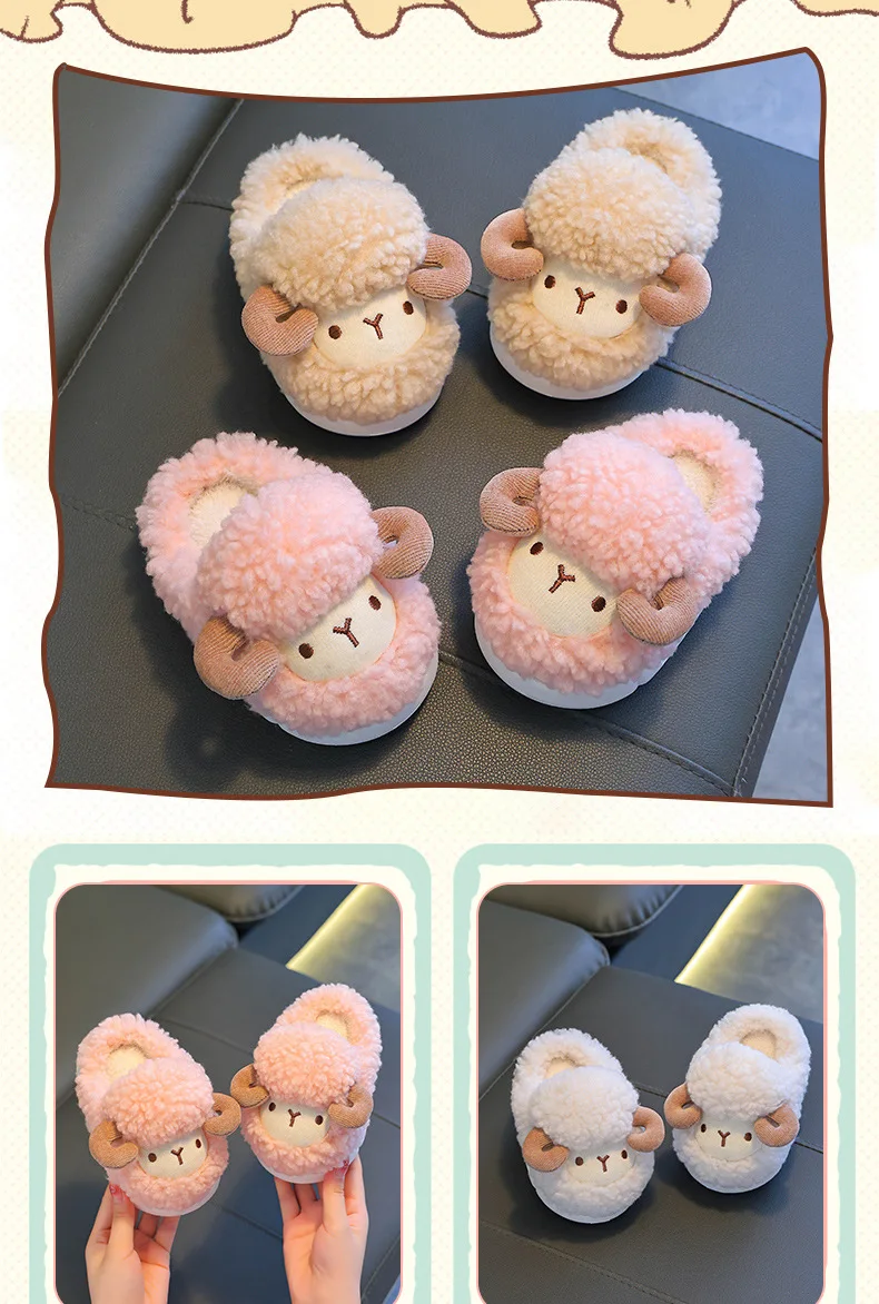 Winter-Kinder-Cartoon-Baumwollschuhe 2026 Modische Mädchen-Warme-Plüsch-Hausschuhe Jungen-Rutschfeste Samt-Flauschige Bodenschuhe – Detail 16