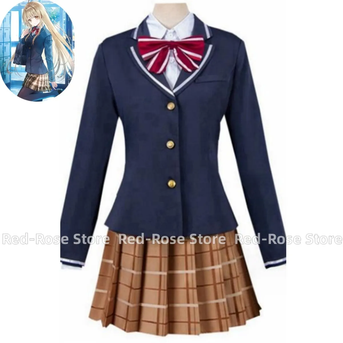 Anime The Angel Next Door Spoils Me Rotten Shiina Mahiru Cosplay Costume Wig School Uniform Skirt Woman Kawaii Campus Suit