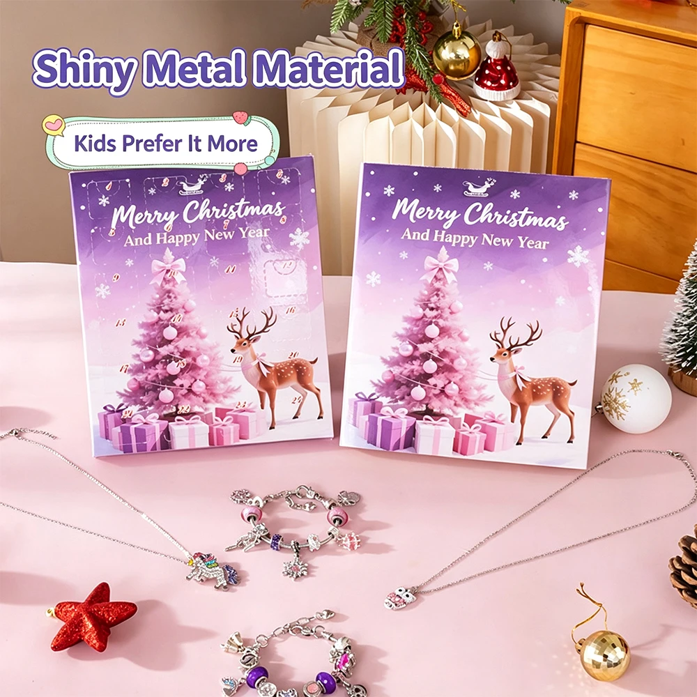 2026 Christmas Advent Calendar Jewelry DIY Bracelet Gift Box 24 Days Countdown New Year Countdown Calendar New Year Xmas Gifts