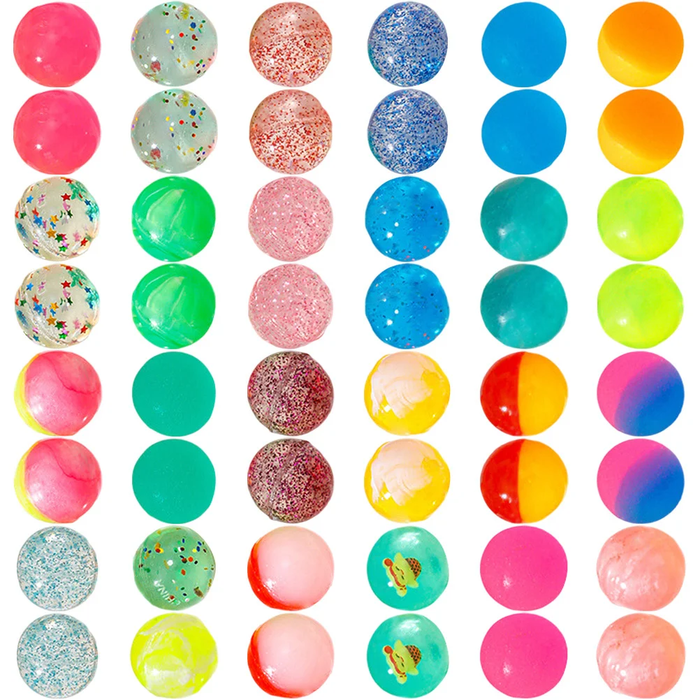 

48pcs Bouncy Balls Colorful Small Elastic Rubber Ball For Stress Relief Party Favors Vending Machine Bulk Fun Game Ball Kids