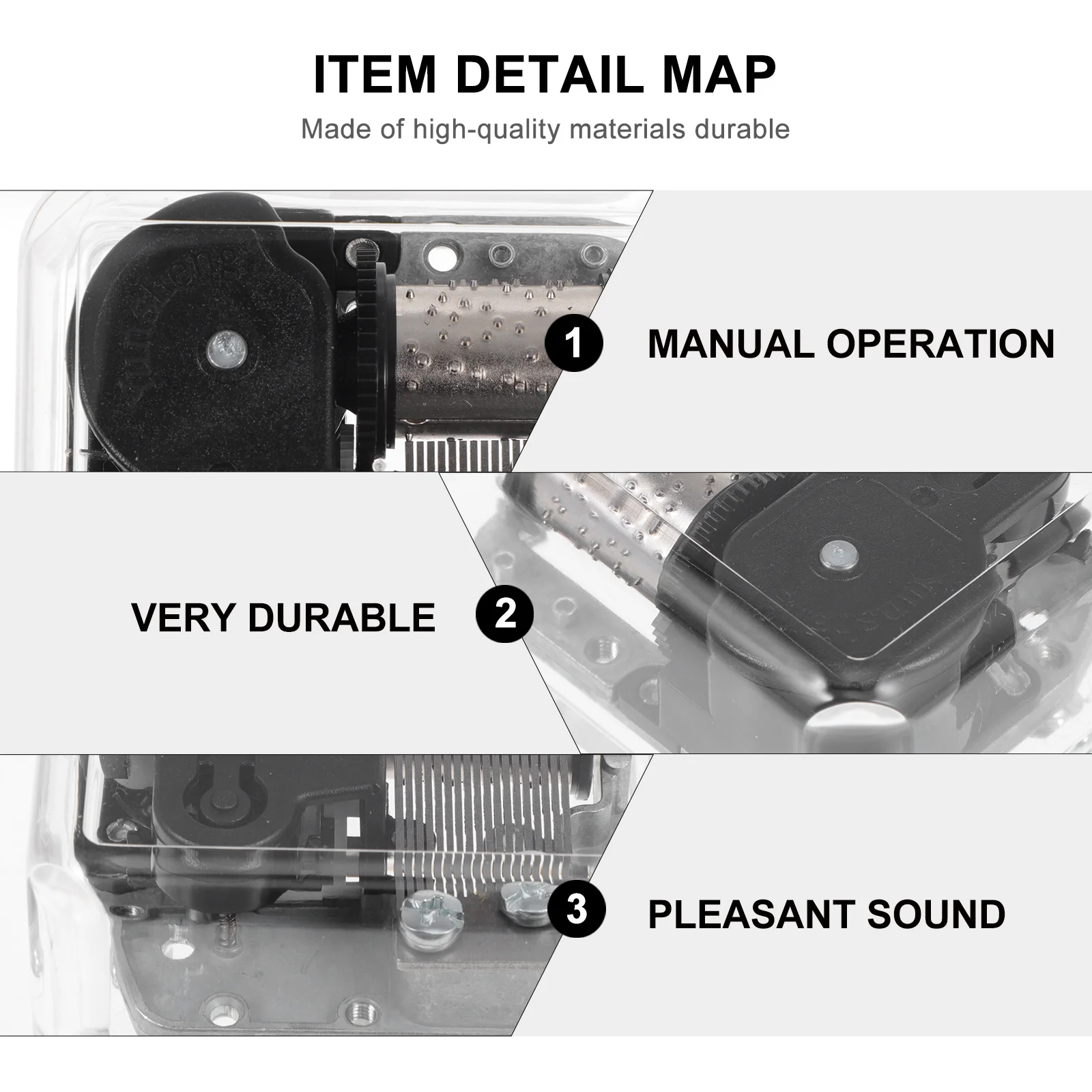 

1pc Music Box Movement Replacement Diy Wind Up Square Acrylic Mini Repairing Fitting For Therapeutic Sound Home Decor