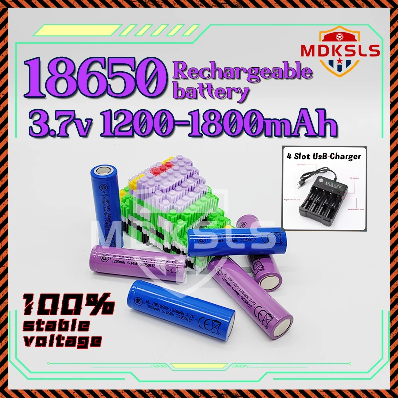 جديد 3.7 فولت 1200-1800 مللي أمبير 18650 بطارية ليثيوم أيون قابلة للشحن مناسبة للأدوات الكهربائية ألعاب الأطفال وغيرها من الأجهزة القابلة لإعادة الشحن