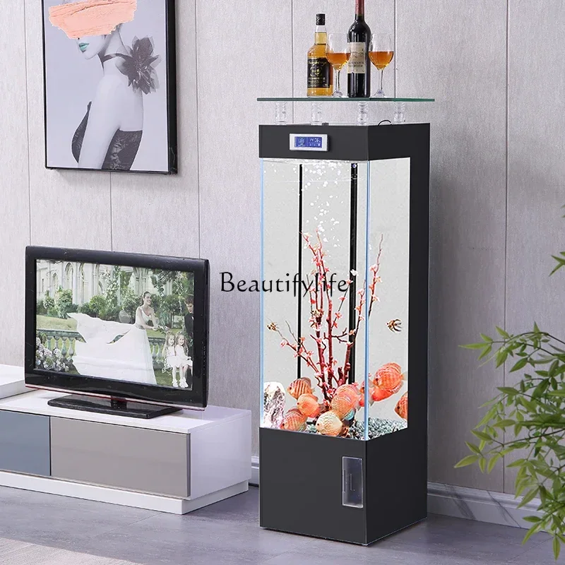 

ld33-*Aquarium Creative Living Room Lanshou Ecological Lazy Change Water Household Fish Tank