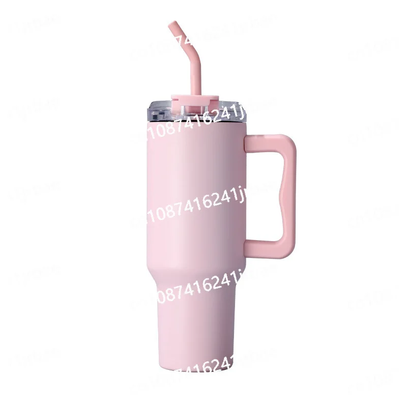 Bottle 40 oz water cup with handle and straw, stainless steel vacuum travel cup, car cup, kettle, suitable for gifting parties,