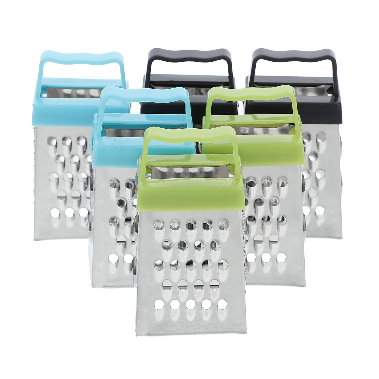 6Pcs Mini Cheese Grater Stainless Steel Small Box Grater Handheld Kitchen Tool Slicer Shredder for Ginger Potato Vegetable Fruit