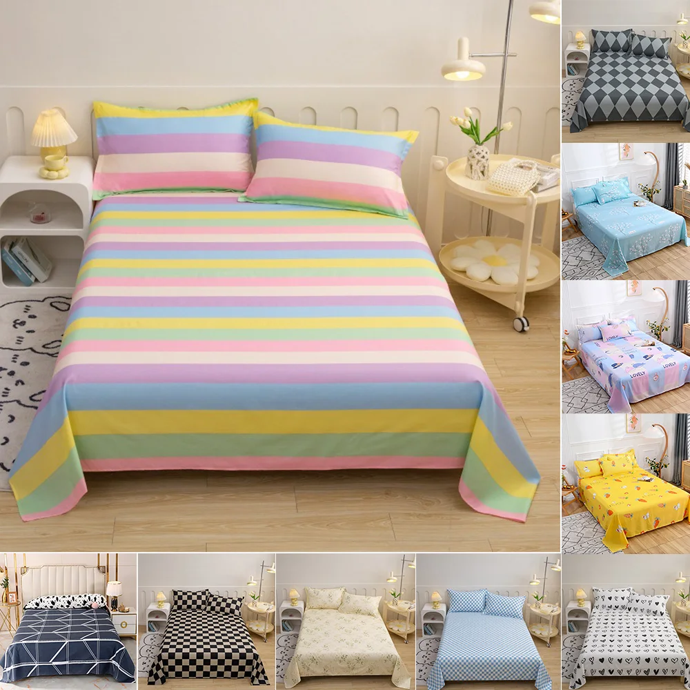 

1PC High Quality Soft Home Bed Linen Sheets Queen Size Bed Sheets Printing Top Sheets Twin/Queen/King Flat Bedsheets Bedspread