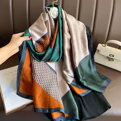 180*90cm Muffler New Luxury Brand Scarf Women Shawls Wraps Spring Hijab Bufanda Foulard Female Bandana Beach Stoles 2024 Silk