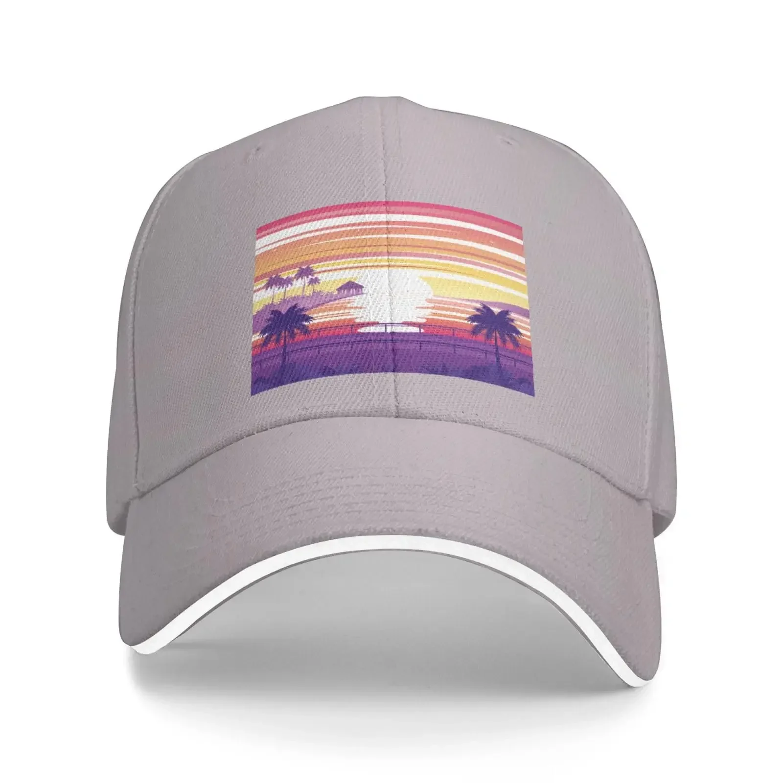 Sunset Palm Tree Landscape Baseball Cap Sandwich Duck Tongue Hat Spring Summer Unisex Fashion Sports Outdoor Travel Daily