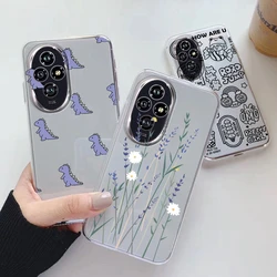 Transparent Case For Honor 200 400 Pro Lite Cover Cartoon Flowers Butterfly Soft TPU Shockproof Fundas Shockproof Bumper Bags