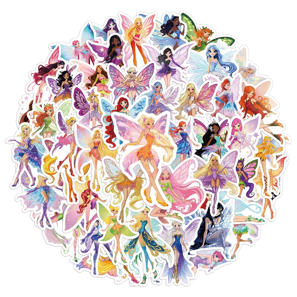 52PCS Cartoon Magic Butterfly Fairy Stickers Graffiti Heart High Beauty Water Cup Phone Case DIY Stickers